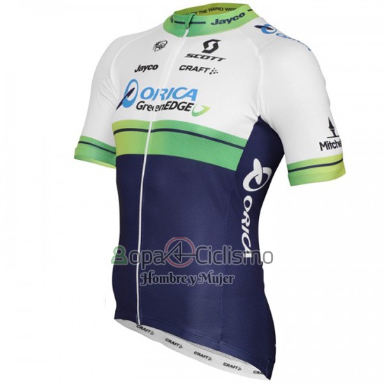 Orica Verdeedge Ropa Ciclismo Culotte Corto 2015 Mangas Cortas Blanco y Azul